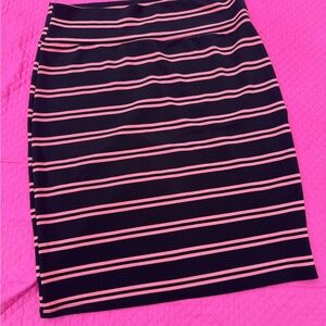 LuLaRoe Black and Pink Striped Pencil Skirt